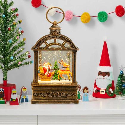 Imagem de Globo de Neve Natal Natalino Luminaria Musical Lamparina Papai Noel Rena Arvore Decoraçao Festa Fim de Ano Enfeite Mesa Estante Trabalho Evento Confra