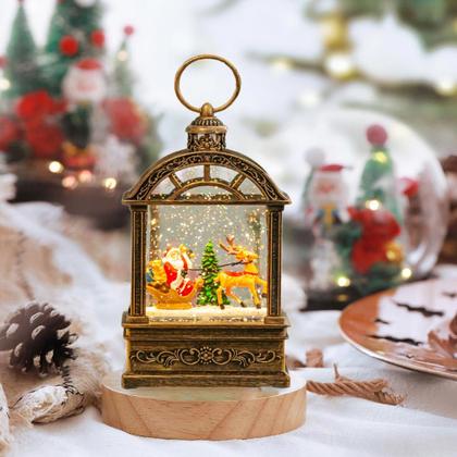 Imagem de Globo de Neve Natal Natalino Luminaria Musical Lamparina Papai Noel Rena Arvore Decoraçao Festa Fim de Ano Enfeite Mesa Estante Trabalho Evento Confra