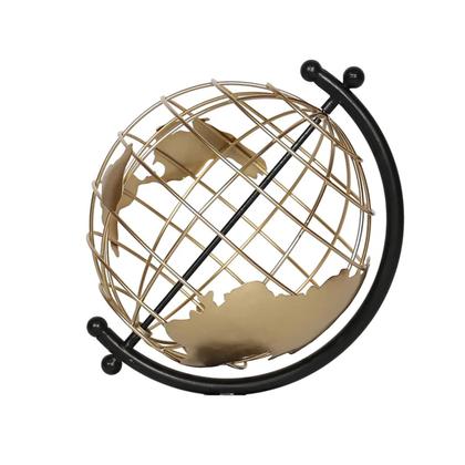 Imagem de Globo Decorativa de Metal Preto e Dourado - RVE0001 BTC