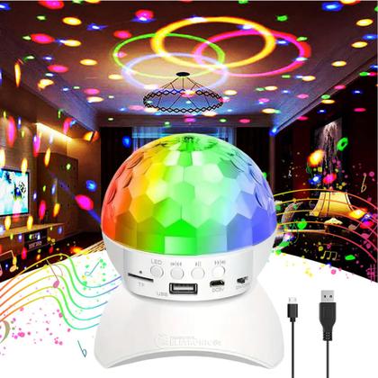 Imagem de Globo Giratório Colorido Taça Led Maluca Magic Bluetooth Iluminação Luz De Festa 360 Graus LEY2145