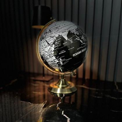 Imagem de Globo Terrestre Decorativo Preto Dourado Mesa Escritório Lux