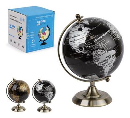 Imagem de Globo Terrestre Decorativo Preto Dourado Mesa Escritório Lux