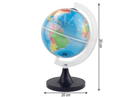 Imagem de Globo Terrestre Giratório Mapa Mundi em Português Escolar 30cm Base Preta Removível