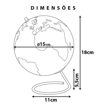 Imagem de Globo Terrestre Giratorio Mapa Mundi Esfera Mundo Gira Interativo Viagem Enfeite Mesa Sala Escritorio Estudos Geografia Casa Escola Trabalho