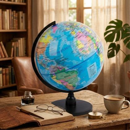 Imagem de Globo Terrestre Giratório Mapa-Mundi Topografia 25 cm
