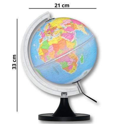 Imagem de Globo Terrestre Luminoso C/ LED 21cm Diâmetro + Mapa Mundi + Mapa Do Brasil