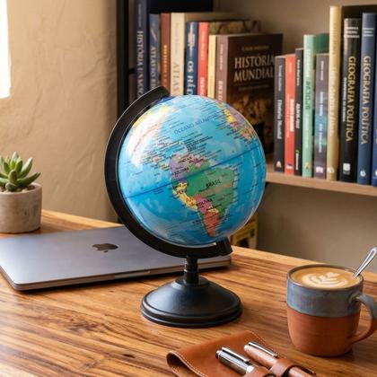 Imagem de Globo Terrestre Mapa Mundi Político Giratório Decorativo De Mesa 13 Cm