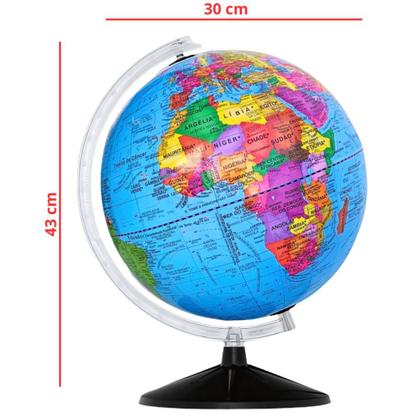 Imagem de Globo Terrestre Politico Giratório + Quebra Cabeça Mapa Do Brasil Gigante + Lupa