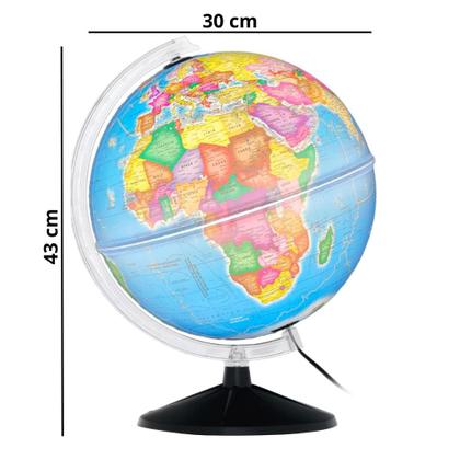 Imagem de Globo Terrestre Político Prisma 30 cm com Lâmpada LED + Mapa Mundi