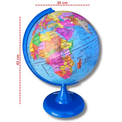 Imagem de Globo Terrestre Político Studio Azul 30cm Diâmetro Com Mapa Mundi Gigante E Lupa