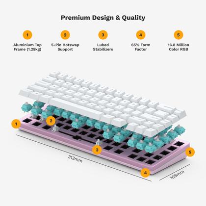 Imagem de Glorious GMMK 2 Compact 65% com estrutura de teclado mecânica RGB