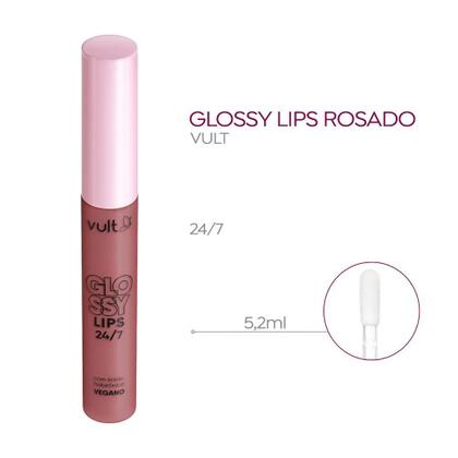 Imagem de Gloss Labial Glossy Lips Rosado 24/7 Vult 5,2ml