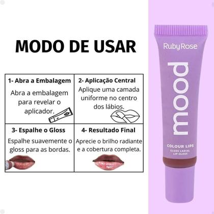 Imagem de Gloss Labial Ruby Rose Mood Colour Lips Graceful Hb-7201-6