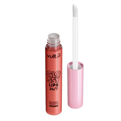 Imagem de Gloss Labial Vult Glossy Lips 24/7 Cor Pêssego Cintilante 5,2ml