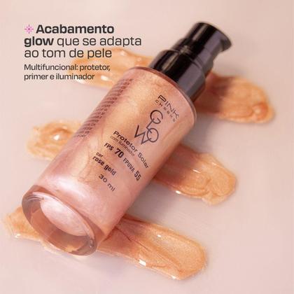 Imagem de Glow Booster Rose Gold FPS70 30ml PINK CHEEKS  Protetor Solar Glow  Resistente a água e ao suor