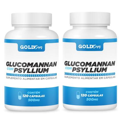 Imagem de Glucomanan Psylium 360 cápsulas 500 mg kit 3 x 120 cáps Glucomannan