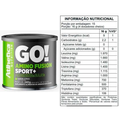 Imagem de Go! Amino Fusion Sport + - Citrus - (240g) - Atlhetica Nutrition