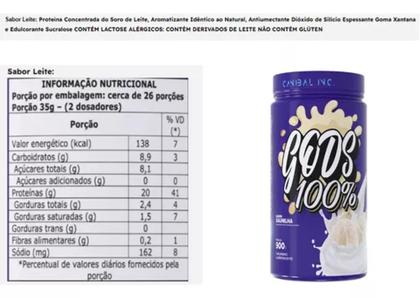 Imagem de Gods Whey 100% Com 21g de Proteina, 5,3 BCAA Por Dose - 900g Canibal Inc