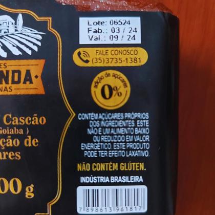 Imagem de Goiabada Cascão Em Tablete Sem Adição de Açúcar - Fazenda de Minas