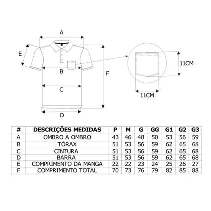 Imagem de Gola Polo Masc C/ Bolso Algodão Com Elastano Sibra CP0002CB