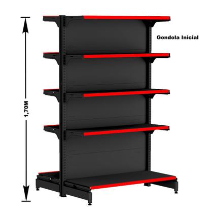 Imagem de Gondola Centro 170 Fit Ate 3 Metros 2 Ponta Preto 40b Pe Vermelho