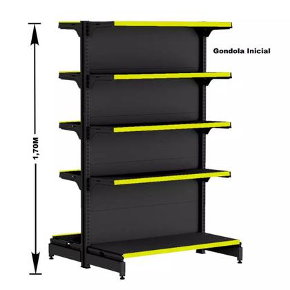 Imagem de Gondola Centro 170 Fit Ate 6 Metros 1 Ponta Preto 65b Pe Amarelo