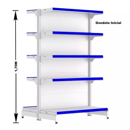 Imagem de Gondola Centro 170 FIT Inicial Branco 10 Bandeja Pe Azul