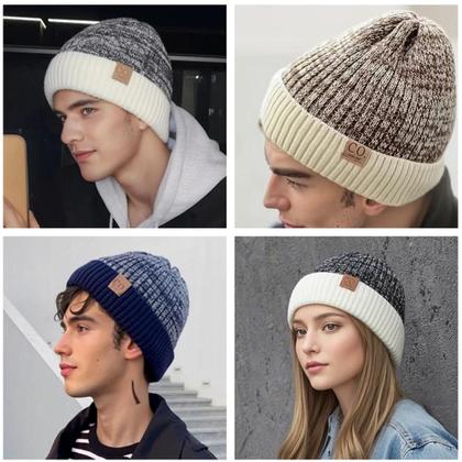 Imagem de Gorro De Inverno Unissex Com Forro De Pele Quente Em Duas Cores, Boné Casual De Moda Para Homens E