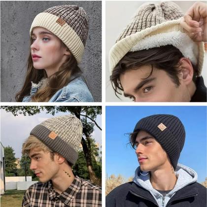 Imagem de Gorro De Inverno Unissex Com Forro De Pele Quente Em Duas Cores, Boné Casual De Moda Para Homens E