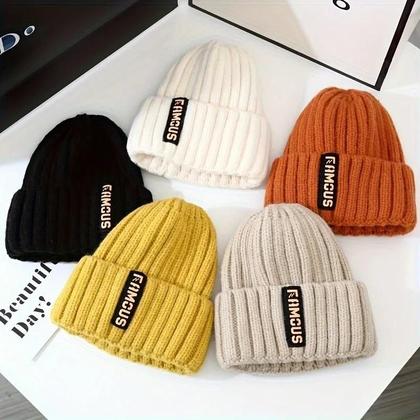 Imagem de Gorro De Tricô Feminino Elegante, Respirável E Elástico Em Acrílico Para O Inverno, Design De