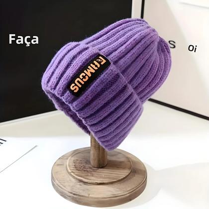 Imagem de Gorro De Tricô Feminino Elegante, Respirável E Elástico Em Acrílico Para O Inverno, Design De