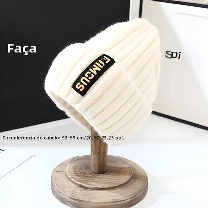 Imagem de Gorro De Tricô Feminino Elegante, Respirável E Elástico Em Acrílico Para O Inverno, Design De