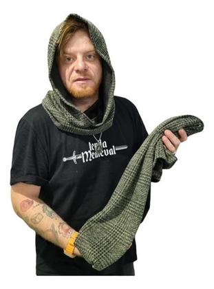 Imagem de Gorro Medieval Com Cachecol Em Malha Tweed Verde