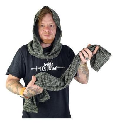 Imagem de Gorro Medieval Com Cachecol Em Malha Tweed Verde