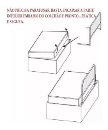 Imagem de Grade De Cama Com Tela de Proteção Para Crianças e Idosos Cama Normal Ou Box