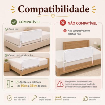 Imagem de Grade de Proteção para Cama Infantil com Tela  Encaixe Sob Colchão  Segurança para Crianças e Idosos
