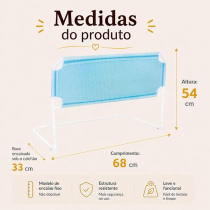 Imagem de Grade de Segurança para Cama Infantil 68x54cm com Tela Protetora  Evita Quedas Durante o Sono