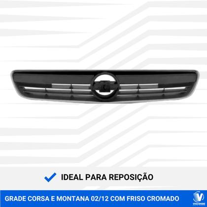 Imagem de Grade Dianteira Radiador Corsa 2008 a 2012 Montana 2008 a 2010 Preta Com Friso Cromado