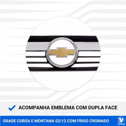 Imagem de Grade Dianteira Radiador Corsa 2008 a 2012 Montana 2008 a 2010 Preta Com Friso Cromado