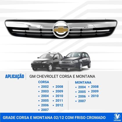 Imagem de Grade Dianteira Radiador Corsa 2008 a 2012 Montana 2008 a 2010 Preta Com Friso Cromado