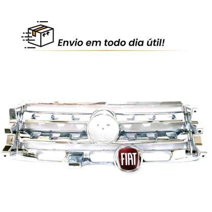 Imagem de Grade Dianteira Superior Para-choque Fiat Palio e Strada Adventure 2009 2010 2011 2012 2013 com Emblema