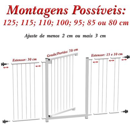 Imagem de Grade Portão Pet Bebê Divisor Ambiente 123 A 128 Cm Branco