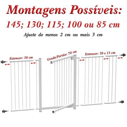 Imagem de Grade Portão Pet Bebê Divisor Ambiente 143 A 148 Cm Branco