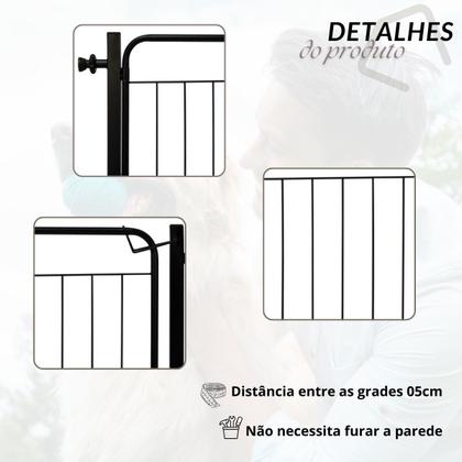 Imagem de Grade Portão Pet Proteção Portas Corredor Escadas Bebe Cão Criança Com Extensor 1 de 20cm e 1 de 15cm Itagold
