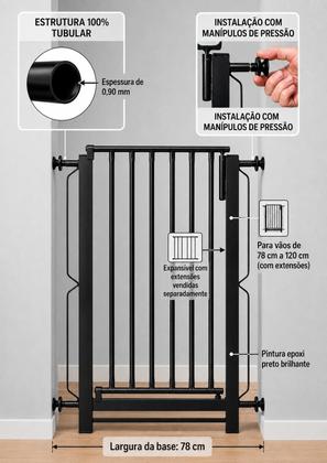 Imagem de Grade Portão Proteção Pet Cachorro Criança. Altura 1m