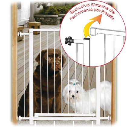 Imagem de Grade portãozinho pet bebê divisor ambiente corredor 70 cm 85 cm 90 cm 100 cm até 148 cm branco