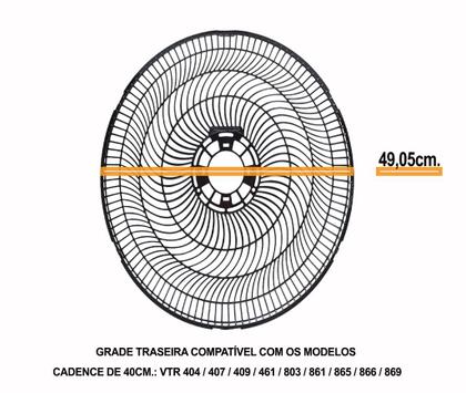 Imagem de Grade Traseira compatível Ventilador Cadence 40cm. VTR 404 407 409 461 803 861 865 866 869