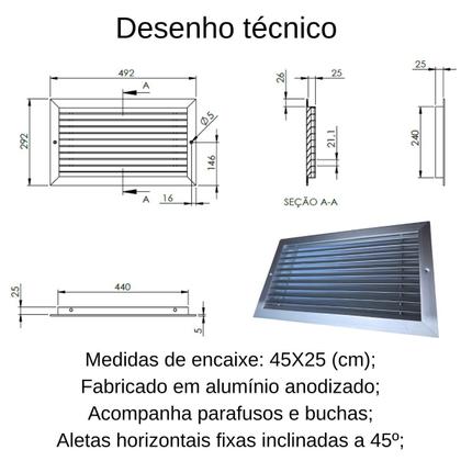 Imagem de Grade Veneziana Retorno Em Alumínio 450x250 mm Itanova