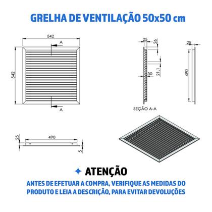 Imagem de Grade Veneziana Retorno Em Alumínio 500x500 mm Itanova