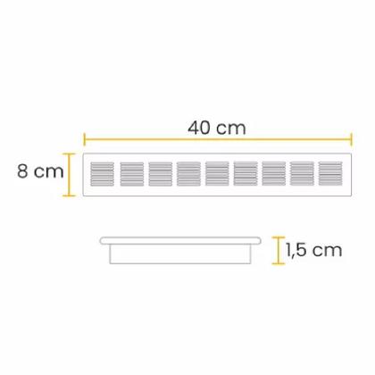 Imagem de Grade Ventilação Max Alumínio Fosco Retangular 80 X 400mm - Maxima